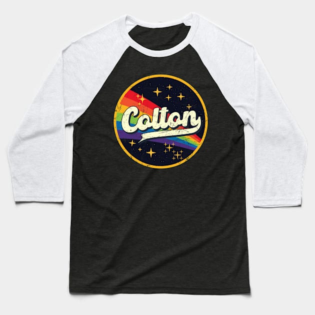 Colton // Rainbow In Space Vintage Grunge-Style Baseball T-Shirt by LMW Art